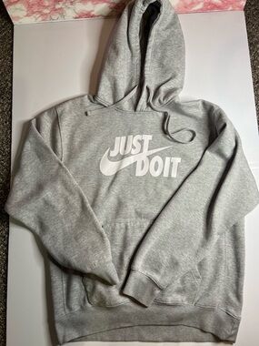 Nike Light Gray Pullover Hoodie with White Swoosh Tag